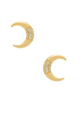 Wanderlust + Co Luna Pave Earrings in Gold